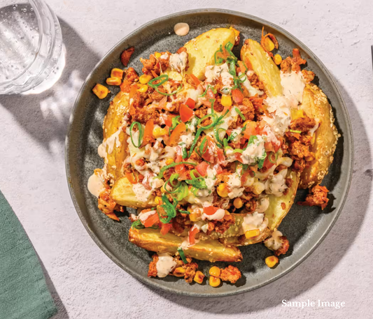 BBQ Beef & Bacon Loaded Potato Wedges with Greens