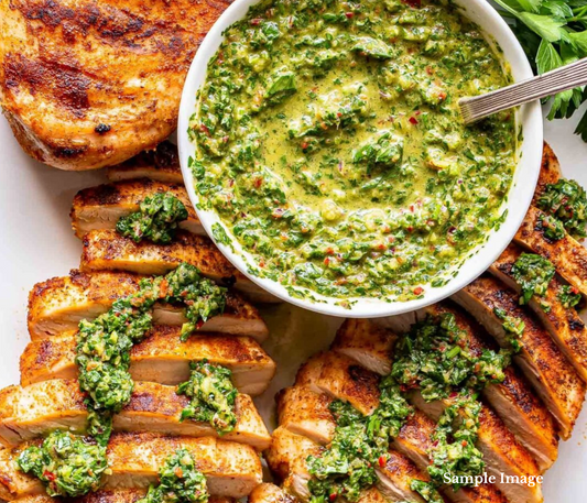 Herbed Roast Chicken with Creamy Chimichurri