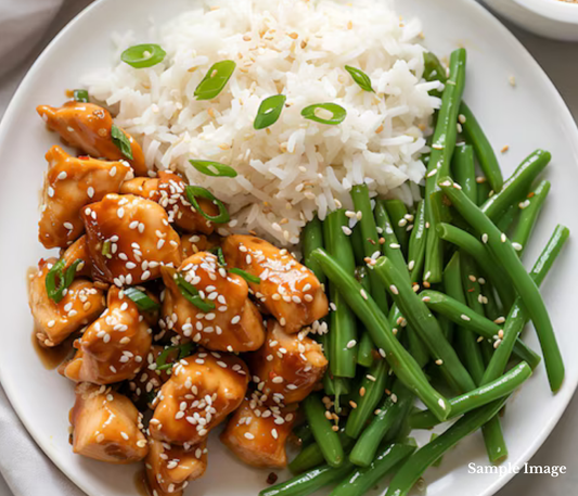 Crispy Chicken with Rice & Sesame Greens